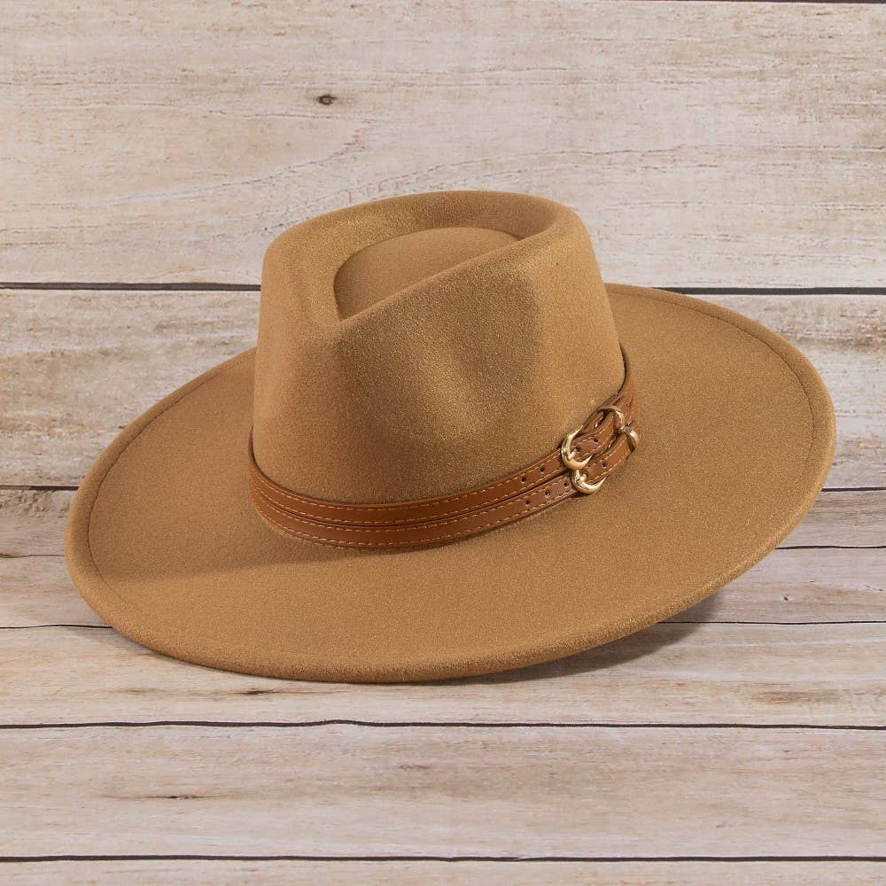 Double Belt Strap Fedora Hat