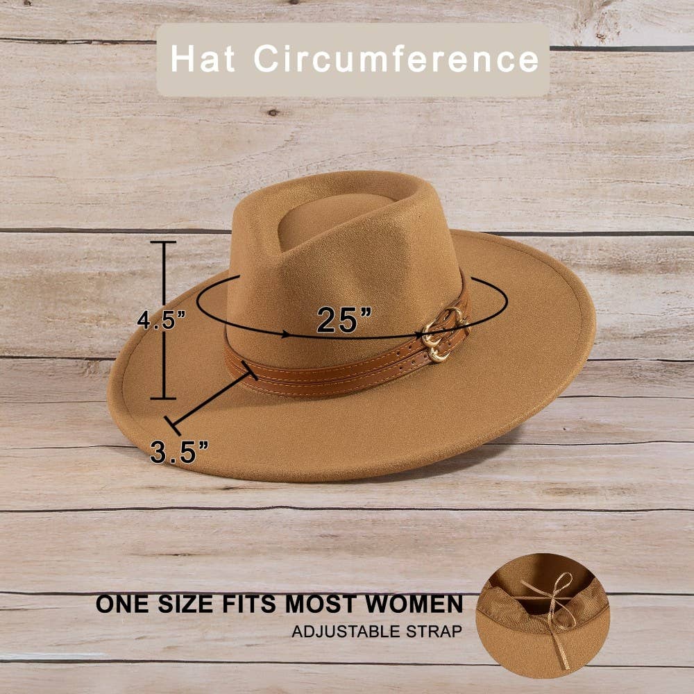 Double Belt Strap Fedora Hat